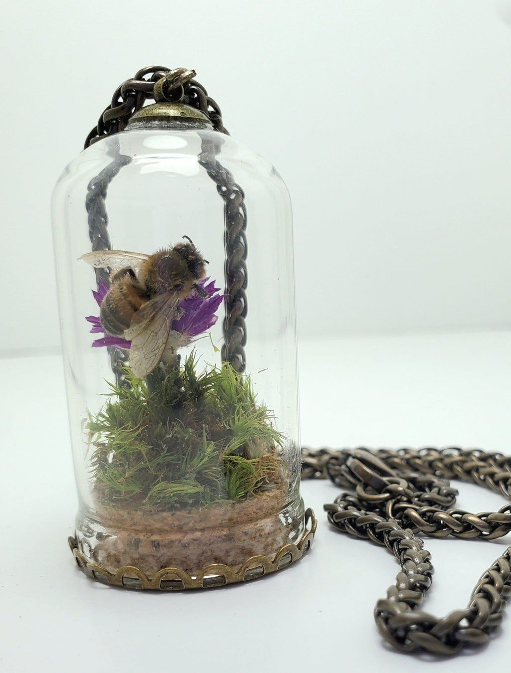 Honey Bee Necklace With Purple Flower - Pollen & Pine Oddities