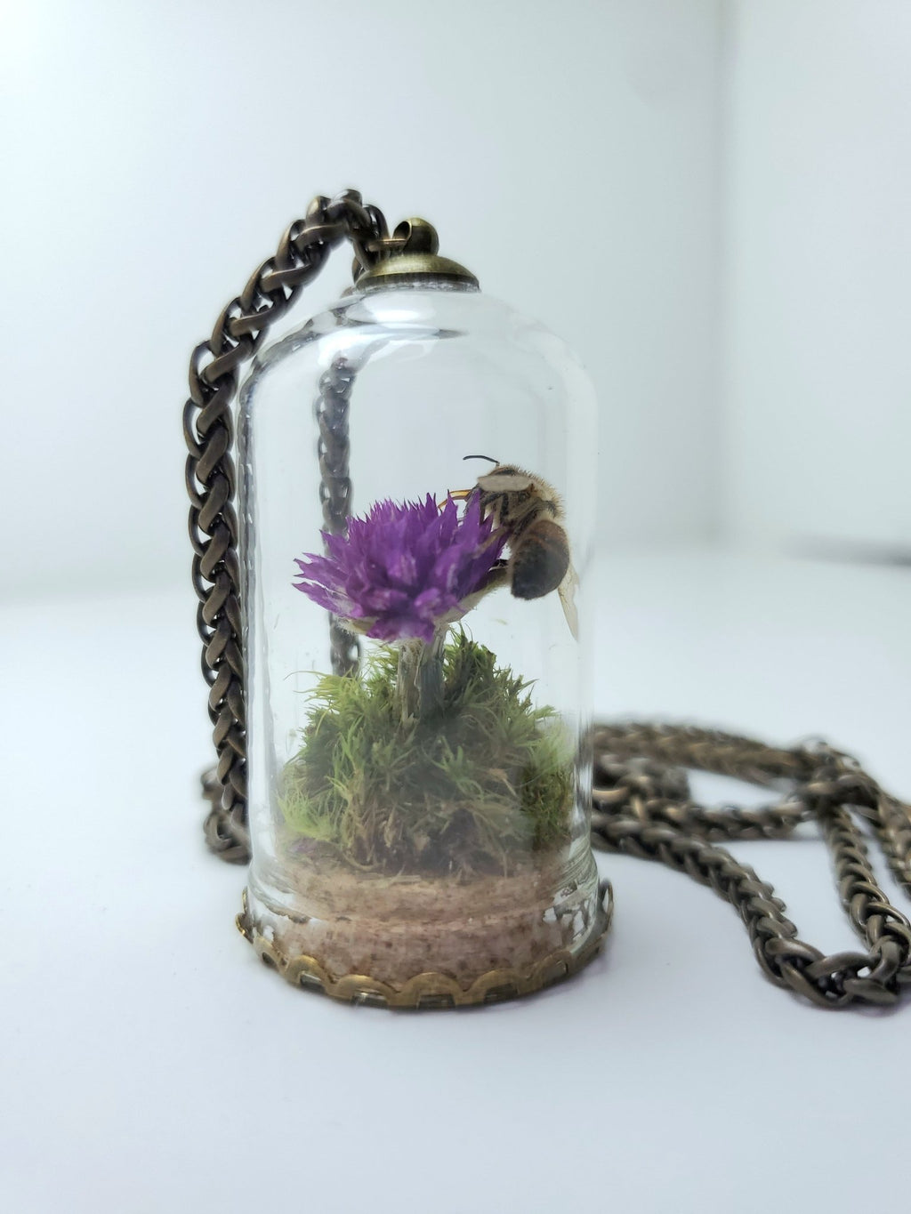 Honey Bee Necklace With Purple Flower - Pollen & Pine Oddities